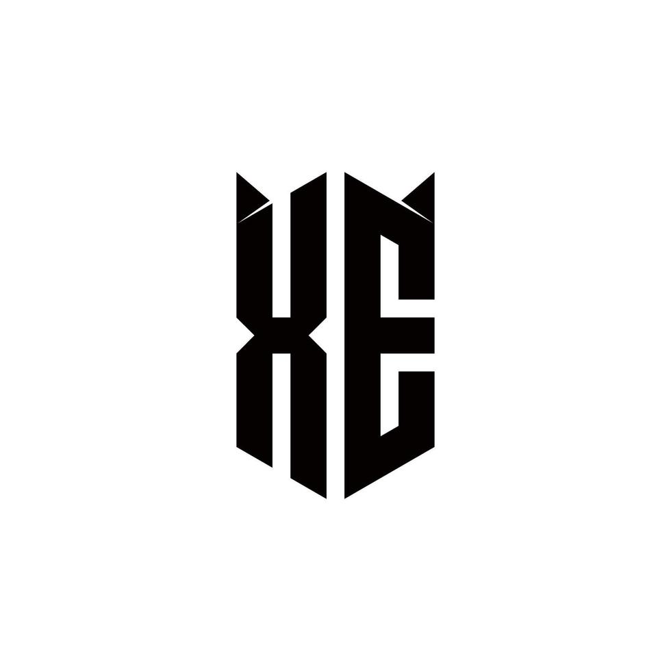 XE Logo monogram with shield shape designs template vector