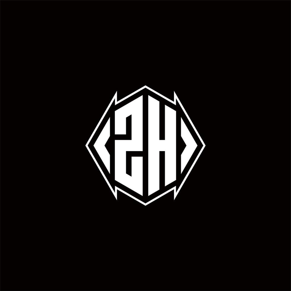 ZH Logo monogram with shield shape designs template vector