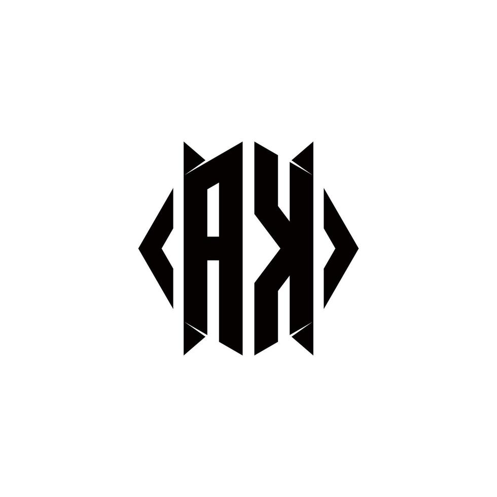 AK Logo monogram with shield shape designs template vector