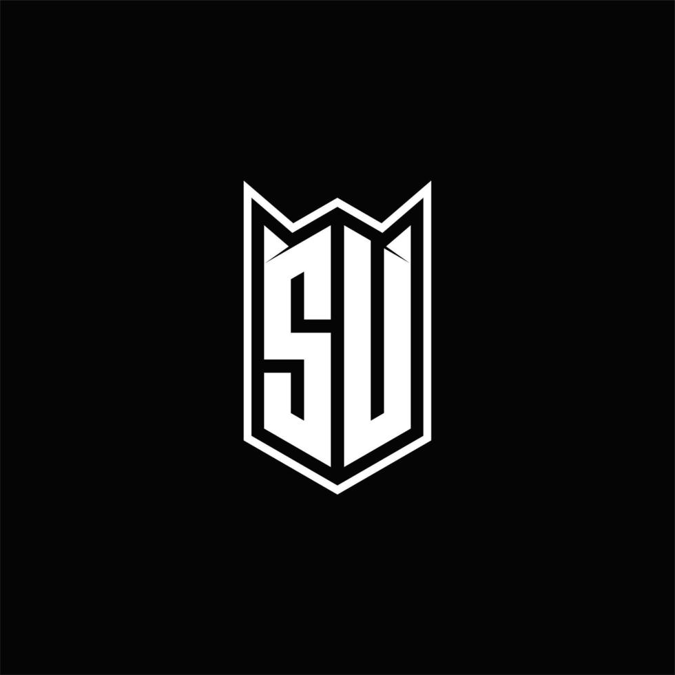 SU Logo monogram with shield shape designs template vector