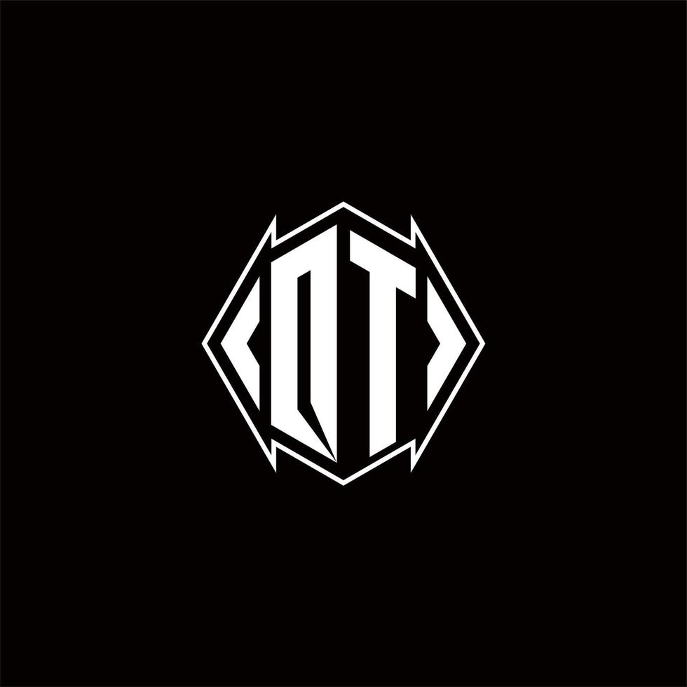QT Logo monogram with shield shape designs template vector