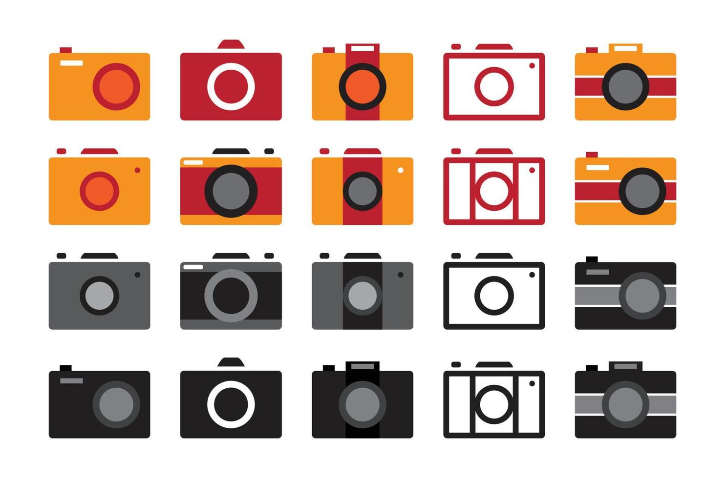 Digital Camera Flat Design Icon Set. vector