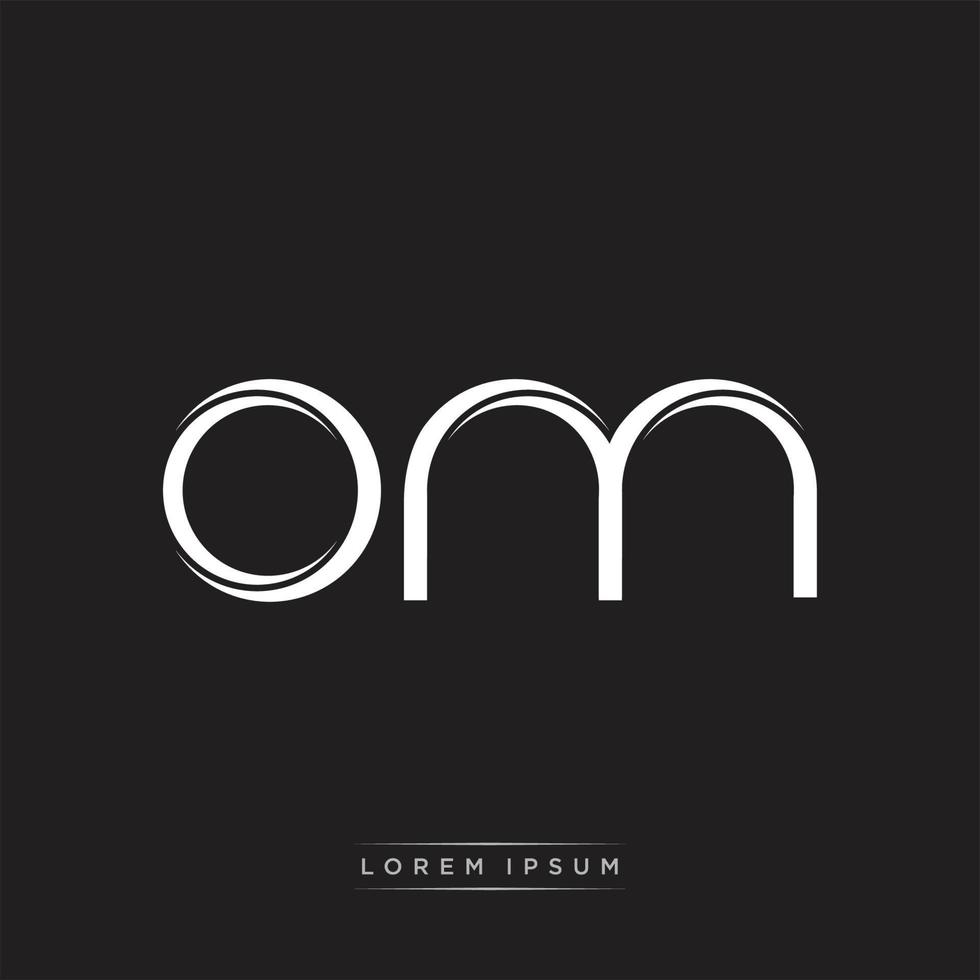 OM Initial Letter Split Lowercase Logo Modern Monogram Template Isolated on Black White vector