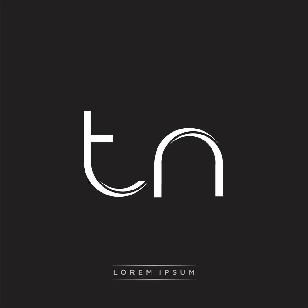 TN Initial Letter Split Lowercase Logo Modern Monogram Template Isolated on Black White vector