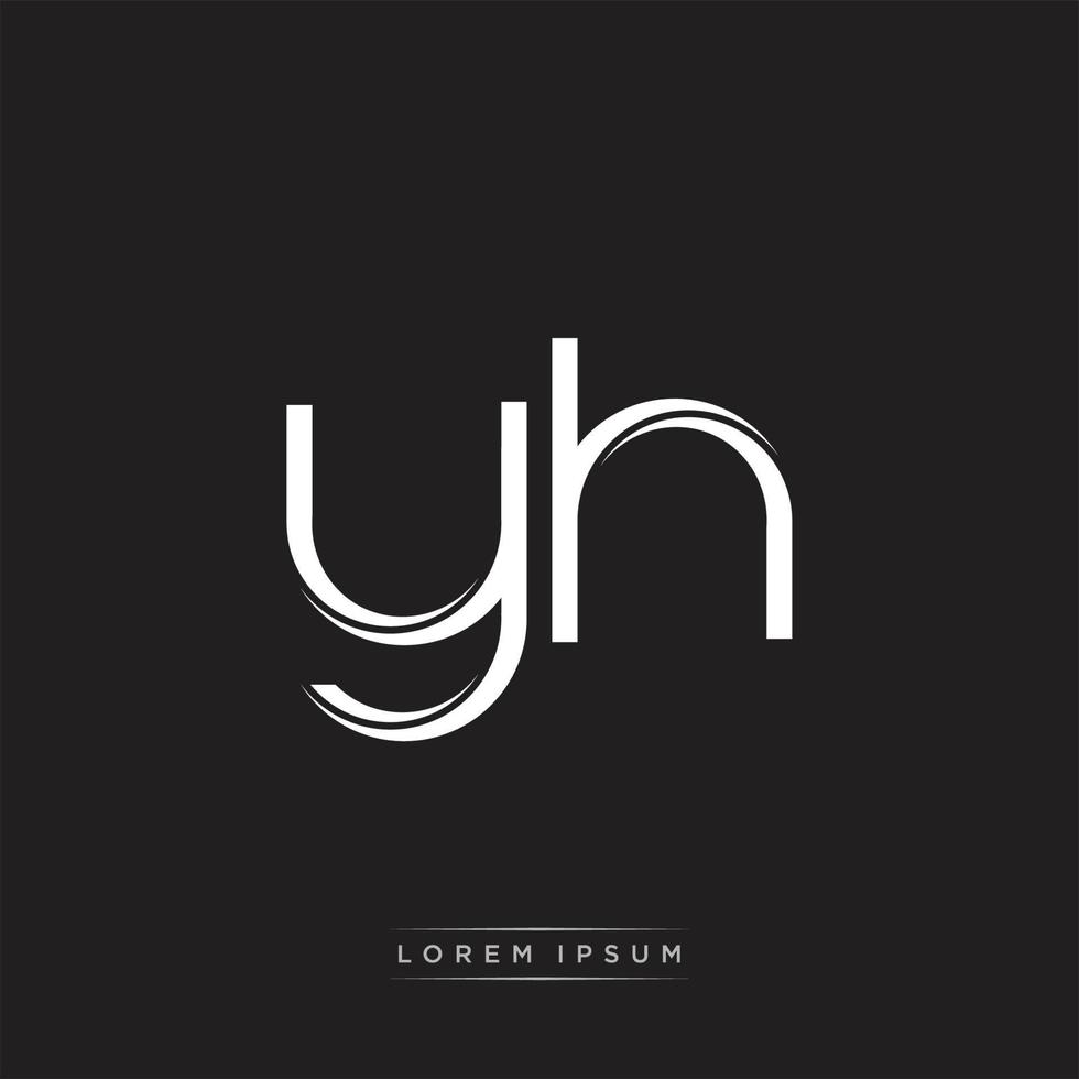 YH Initial Letter Split Lowercase Logo Modern Monogram Template Isolated on Black White vector