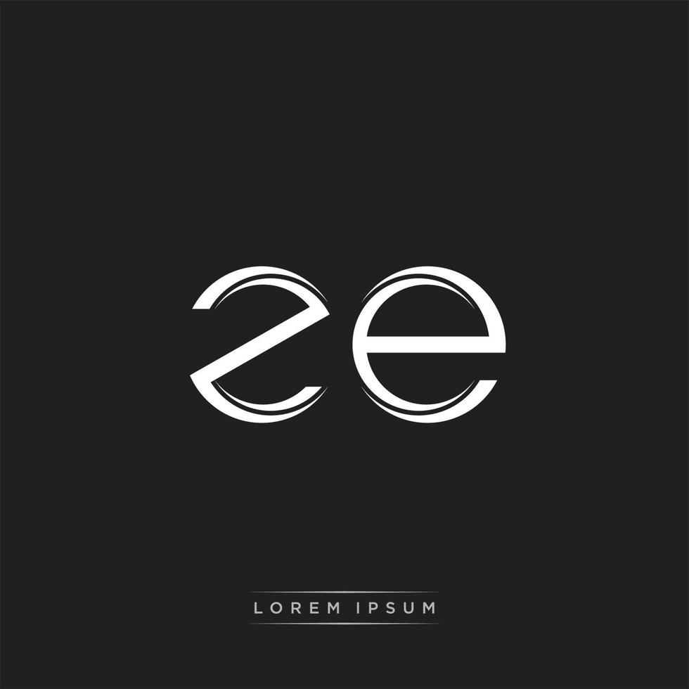 ZE Initial Letter Split Lowercase Logo Modern Monogram Template Isolated on Black White vector
