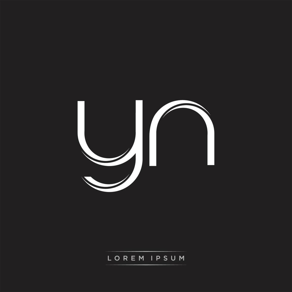 YN Initial Letter Split Lowercase Logo Modern Monogram Template Isolated on Black White vector