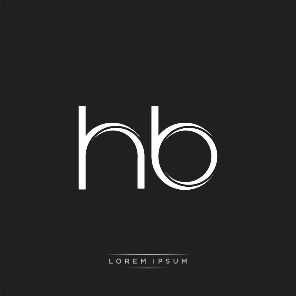 HB Initial Letter Split Lowercase Logo Modern Monogram Template Isolated on Black White vector