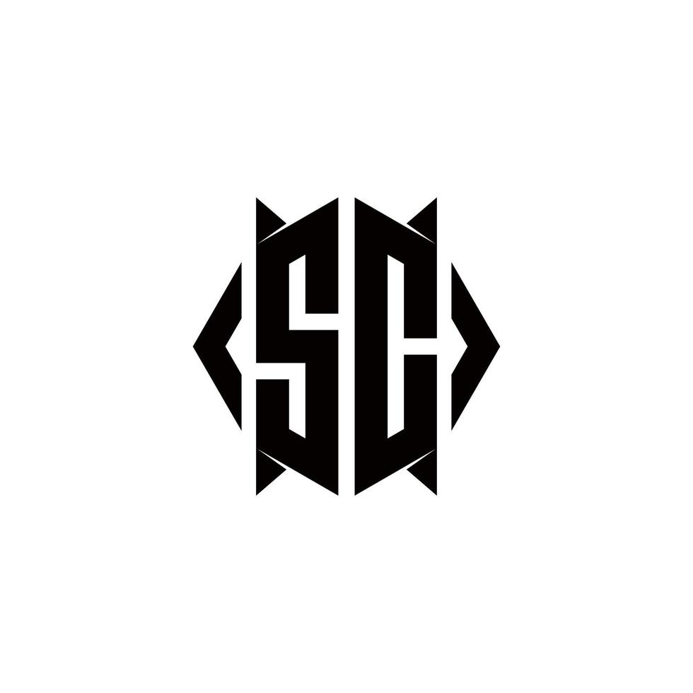 SC Logo monogram with shield shape designs template vector