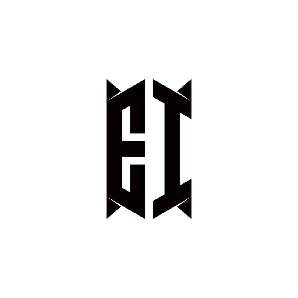 EI Logo monogram with shield shape designs template vector