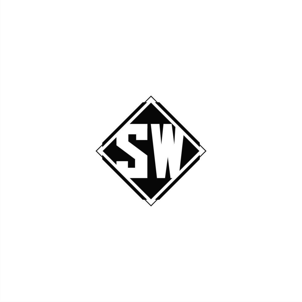 Monogram logo design with diamond square shape vector
