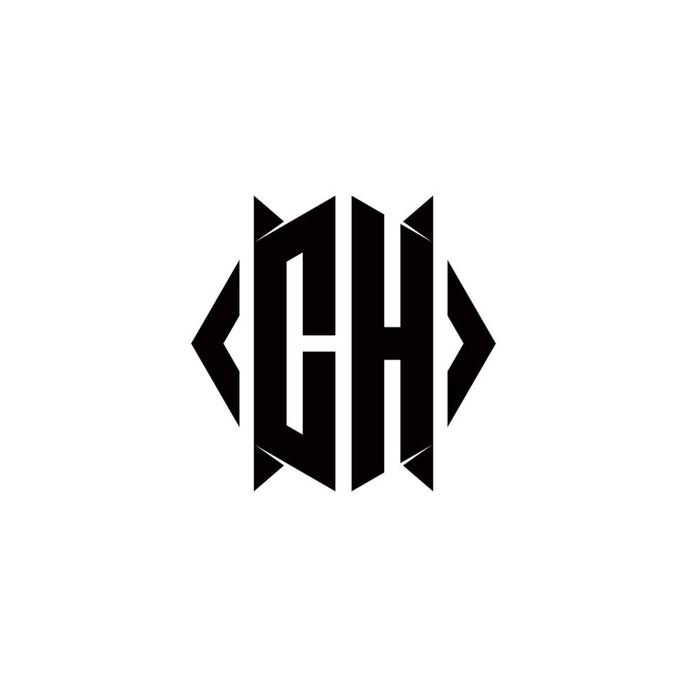 CH Logo monogram with shield shape designs template vector