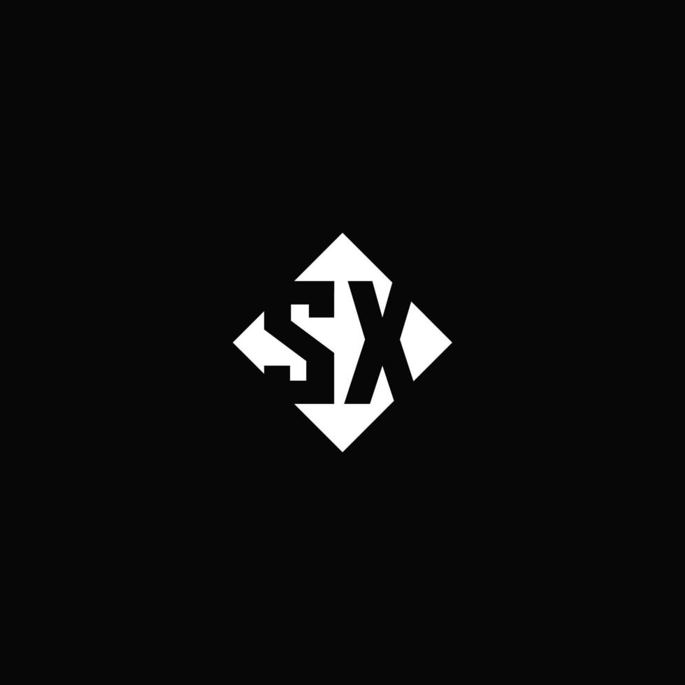 monograma logo diseño con diamante cuadrado forma vector