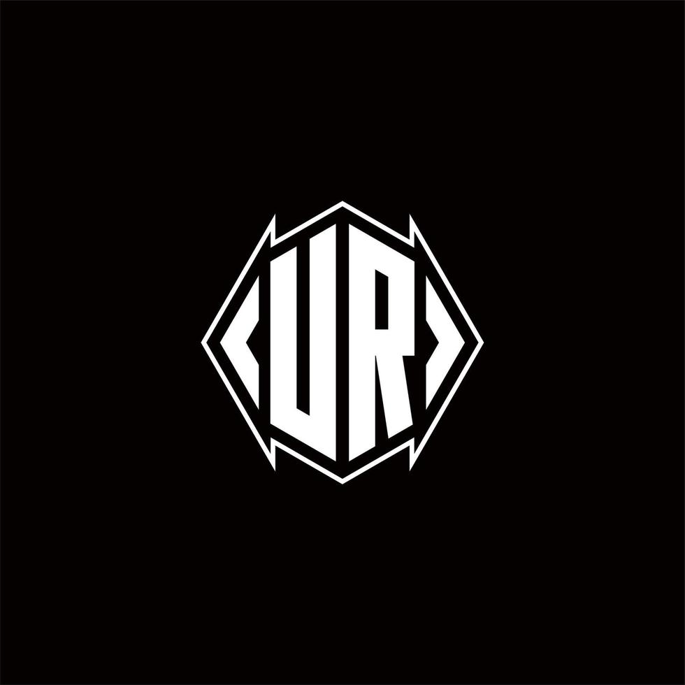 UR Logo monogram with shield shape designs template vector