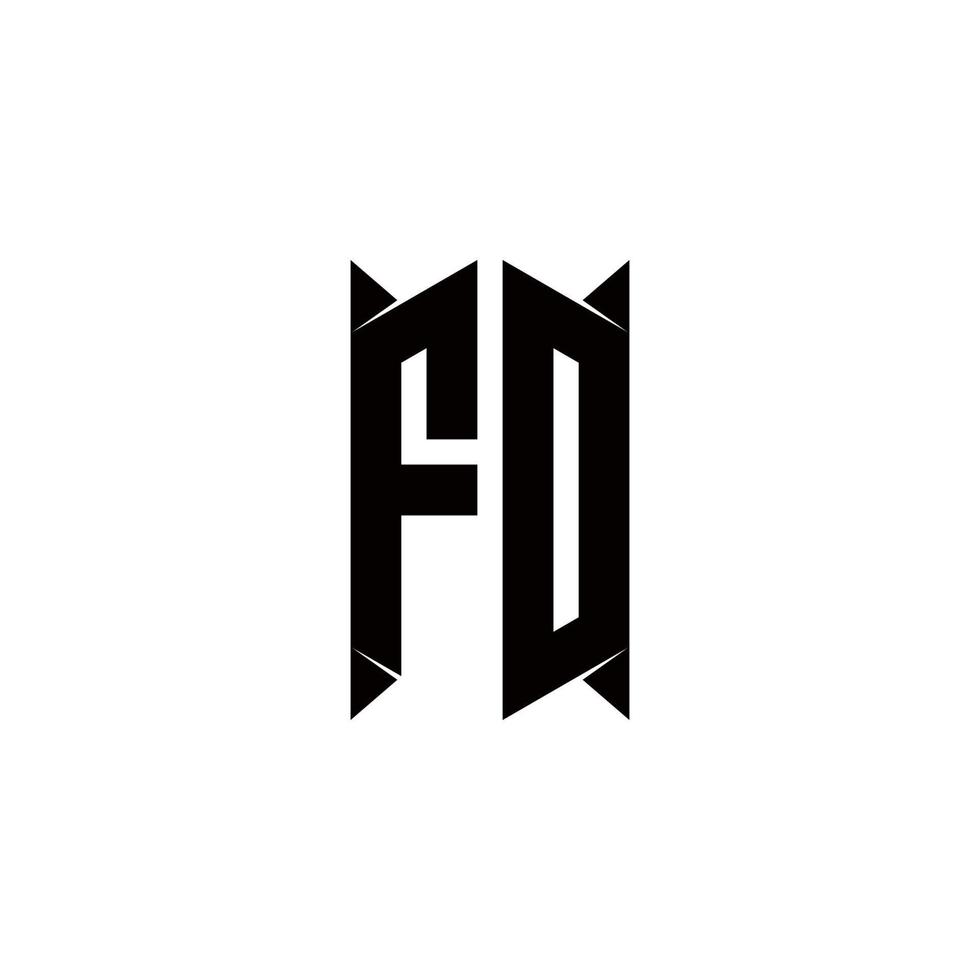 FD Logo monogram with shield shape designs template vector