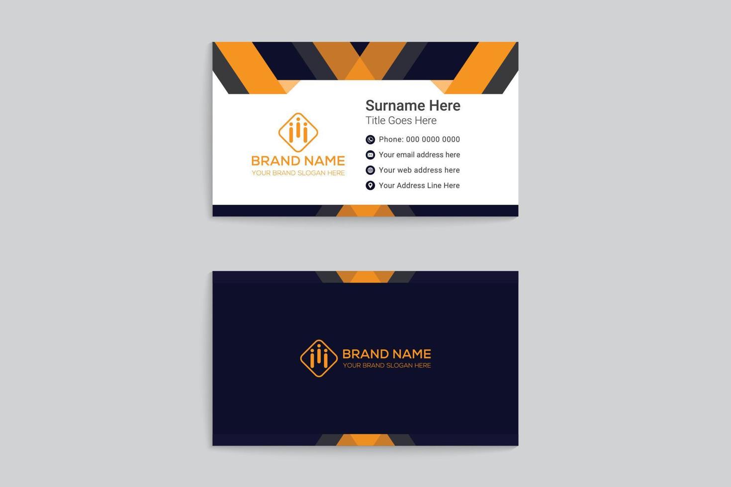 Clean professional yellow color business card template visiting card vector