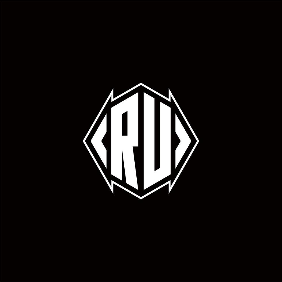 RU Logo monogram with shield shape designs template vector