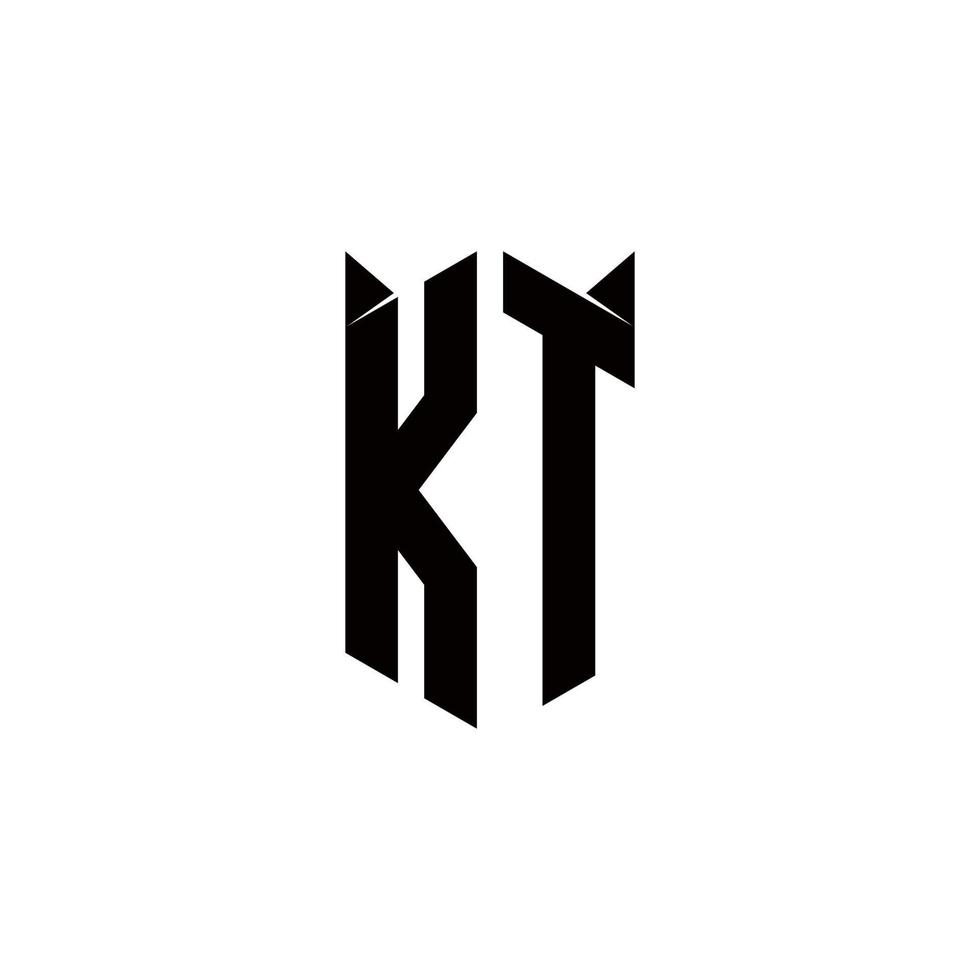 KT Logo monogram with shield shape designs template vector