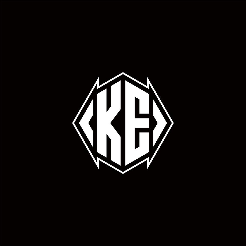 KE Logo monogram with shield shape designs template vector
