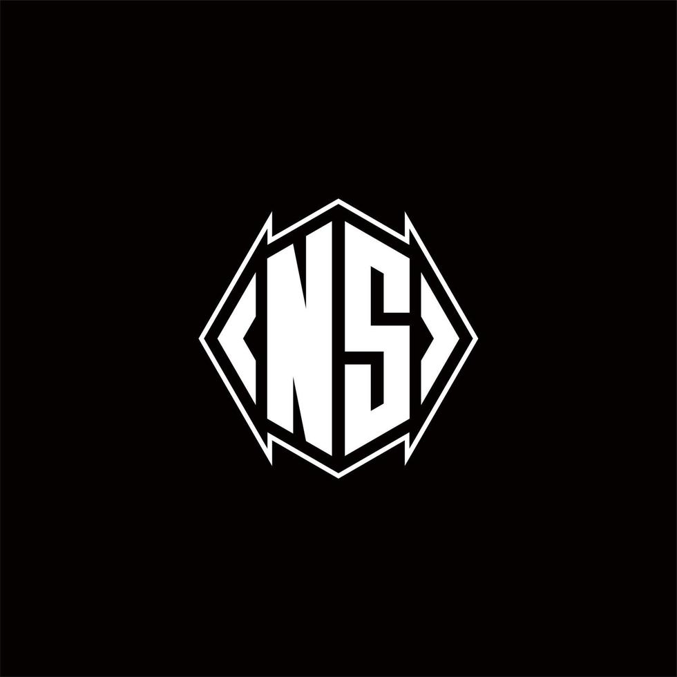 NS Logo monogram with shield shape designs template vector