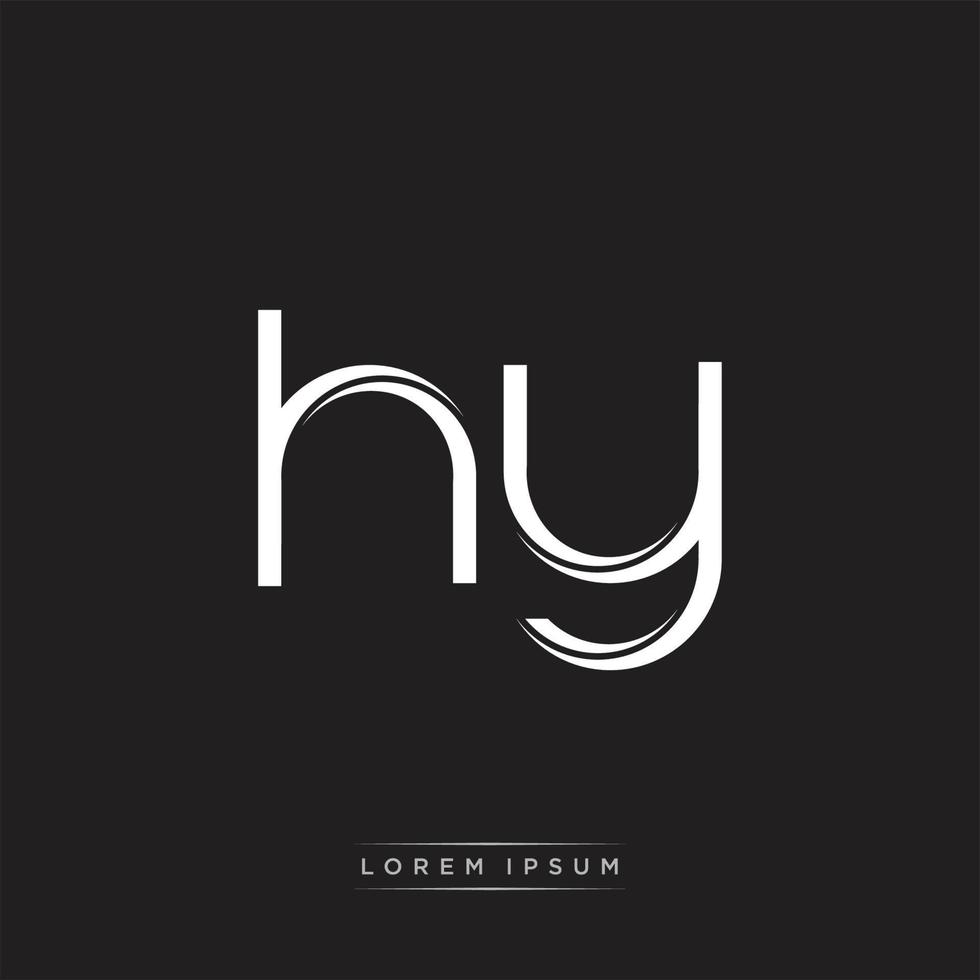HY Initial Letter Split Lowercase Logo Modern Monogram Template Isolated on Black White vector