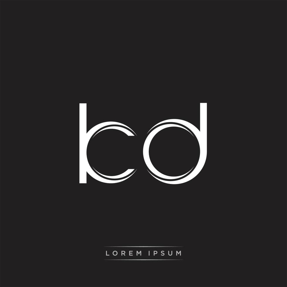 KD Initial Letter Split Lowercase Logo Modern Monogram Template Isolated on Black White vector
