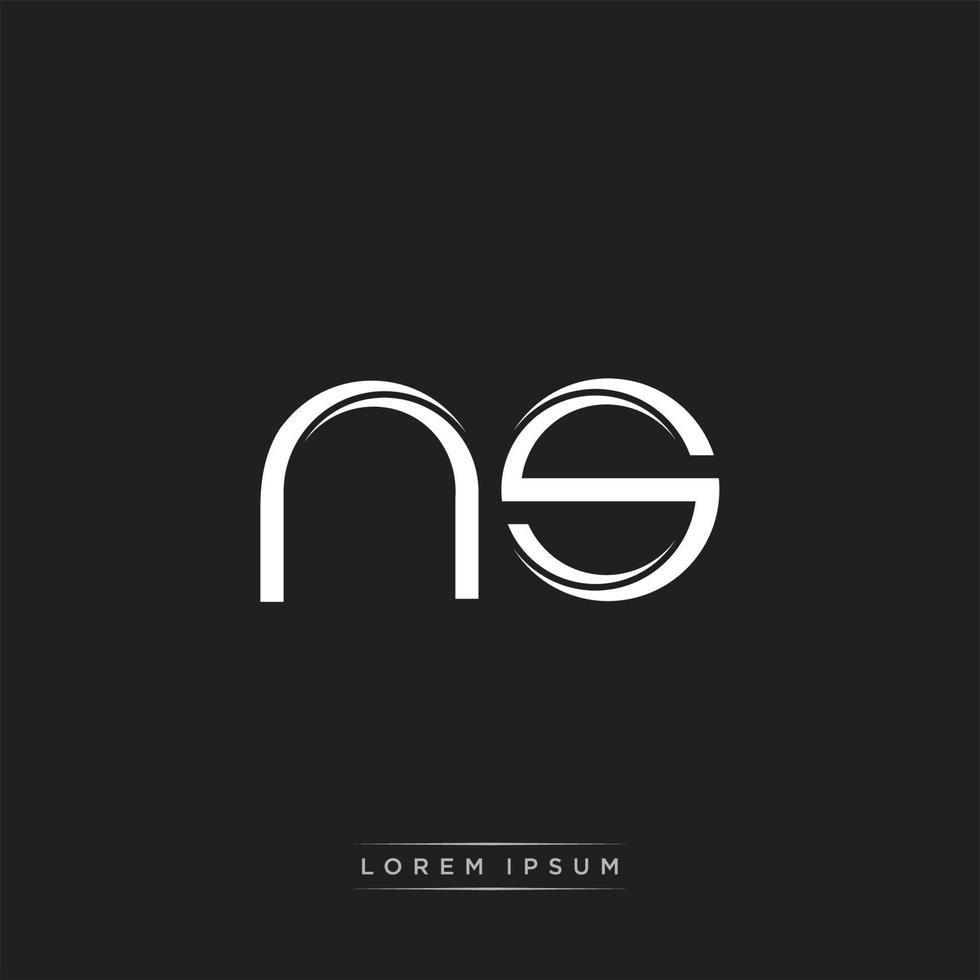 NS Initial Letter Split Lowercase Logo Modern Monogram Template Isolated on Black White vector