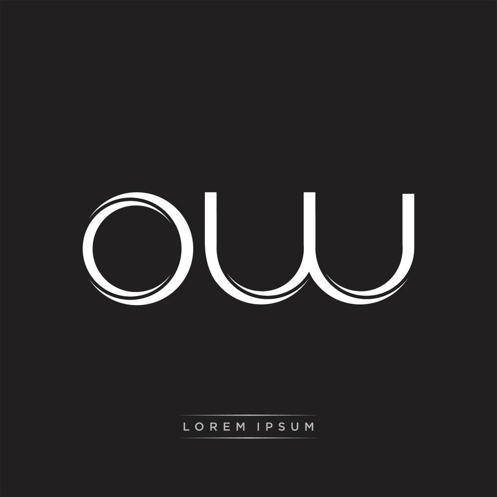 OW Initial Letter Split Lowercase Logo Modern Monogram Template Isolated on Black White vector