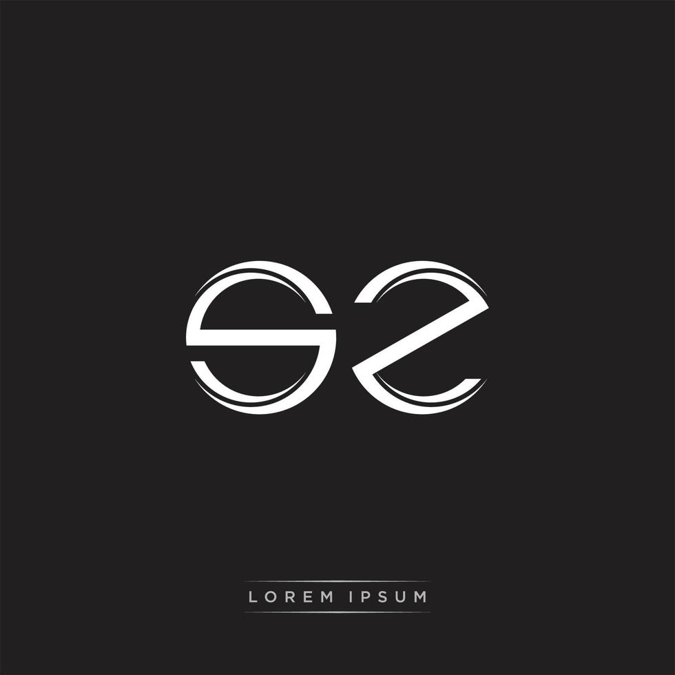 SZ Initial Letter Split Lowercase Logo Modern Monogram Template Isolated on Black White vector