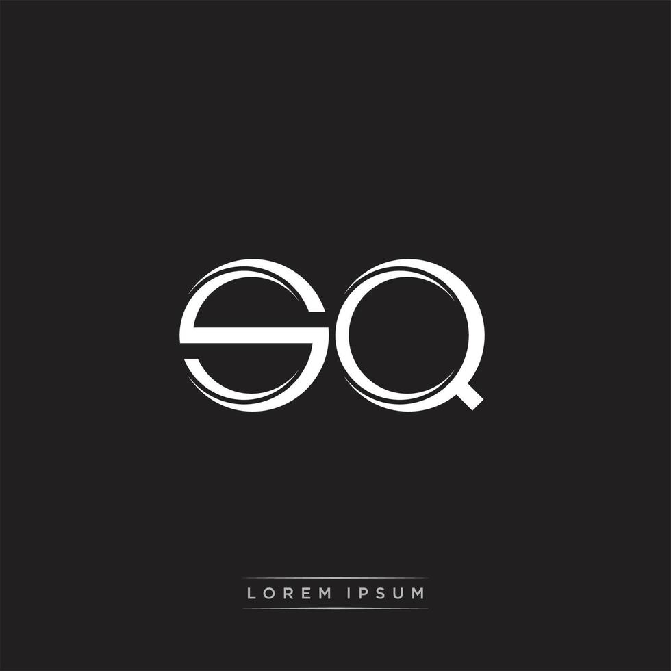 SQ Initial Letter Split Lowercase Logo Modern Monogram Template Isolated on Black White vector