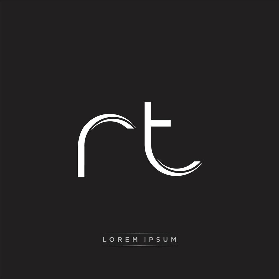 RT Initial Letter Split Lowercase Logo Modern Monogram Template Isolated on Black White vector