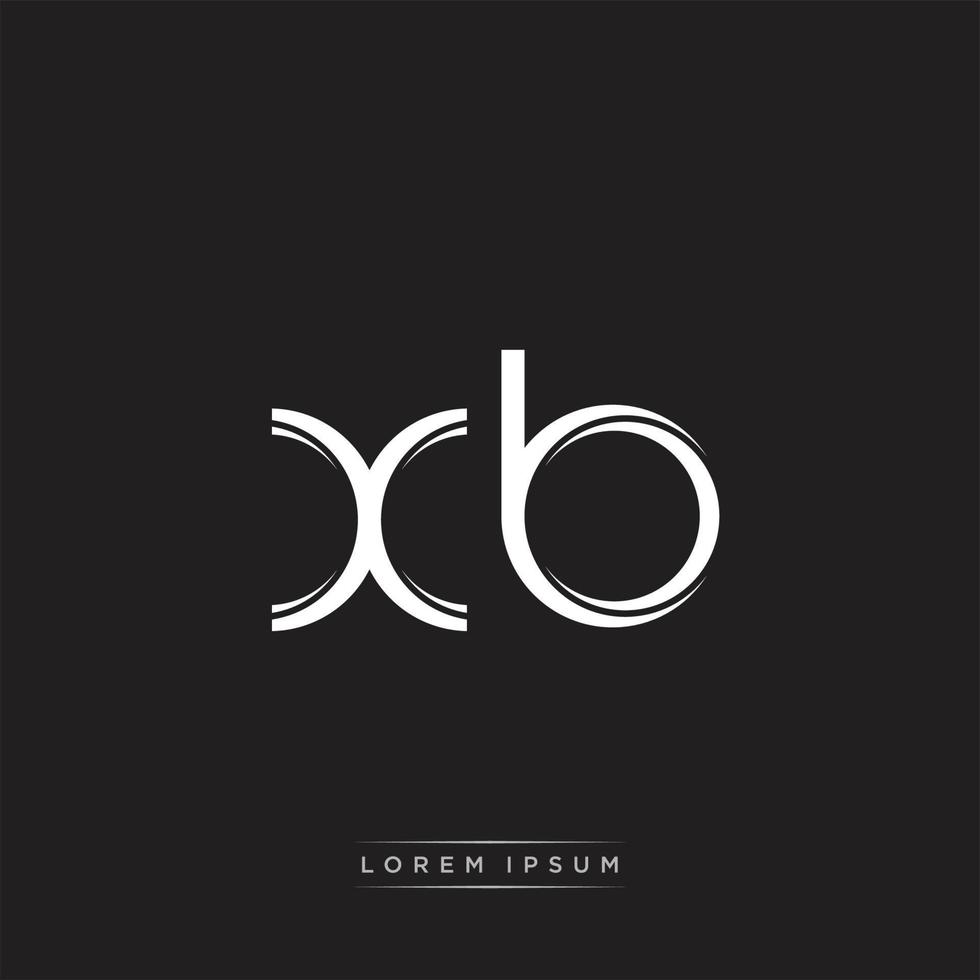 XB Initial Letter Split Lowercase Logo Modern Monogram Template Isolated on Black White vector