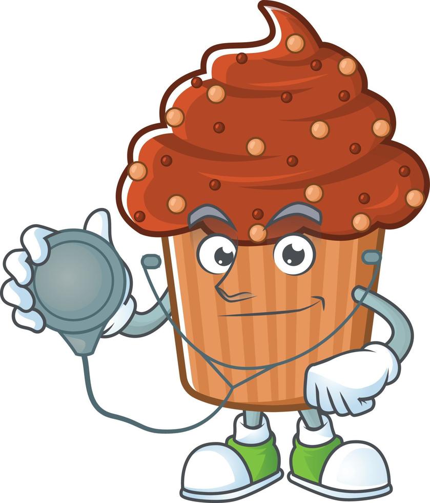 Chocolate cupcake Cartoon character vector