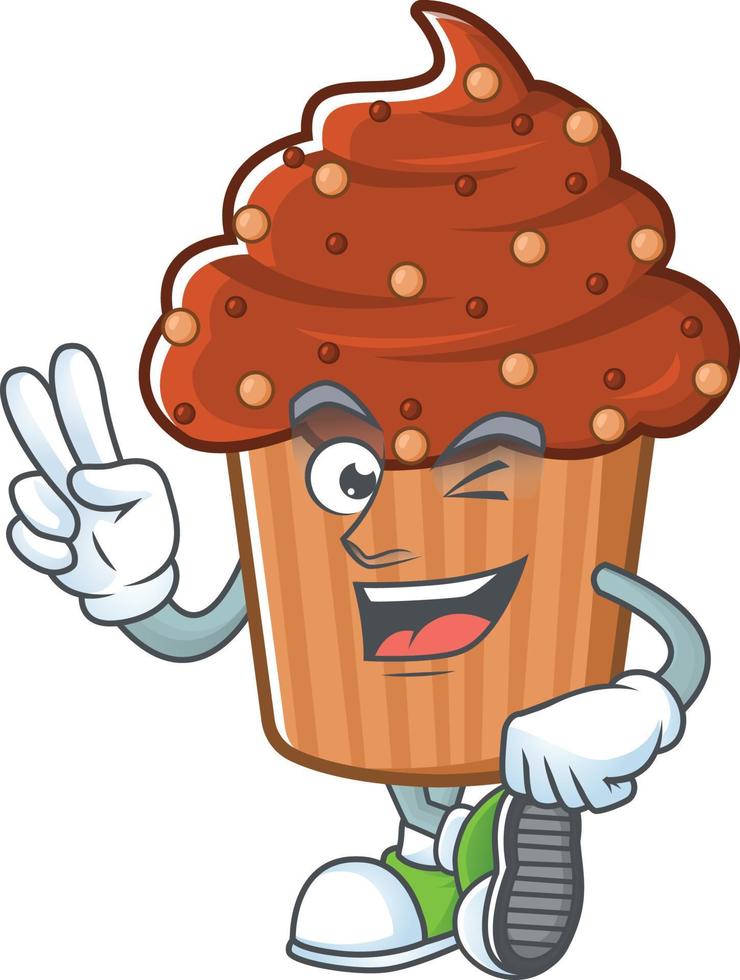 Chocolate cupcake Cartoon character vector