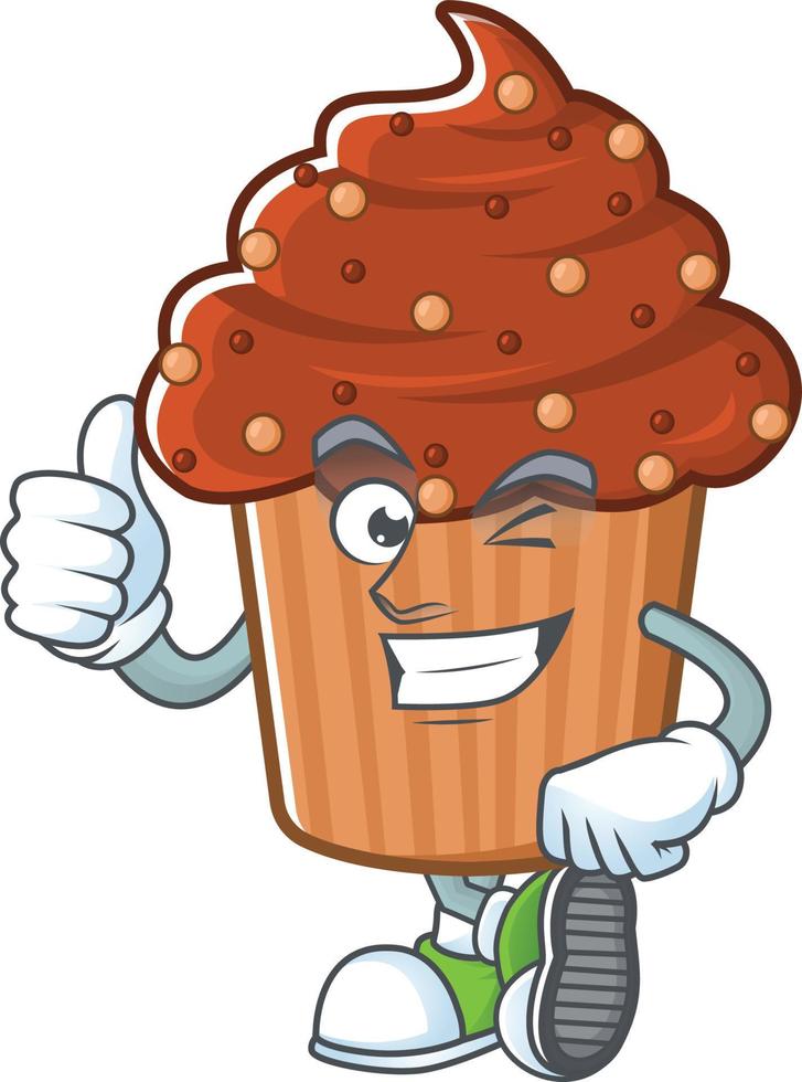 Chocolate cupcake Cartoon character vector