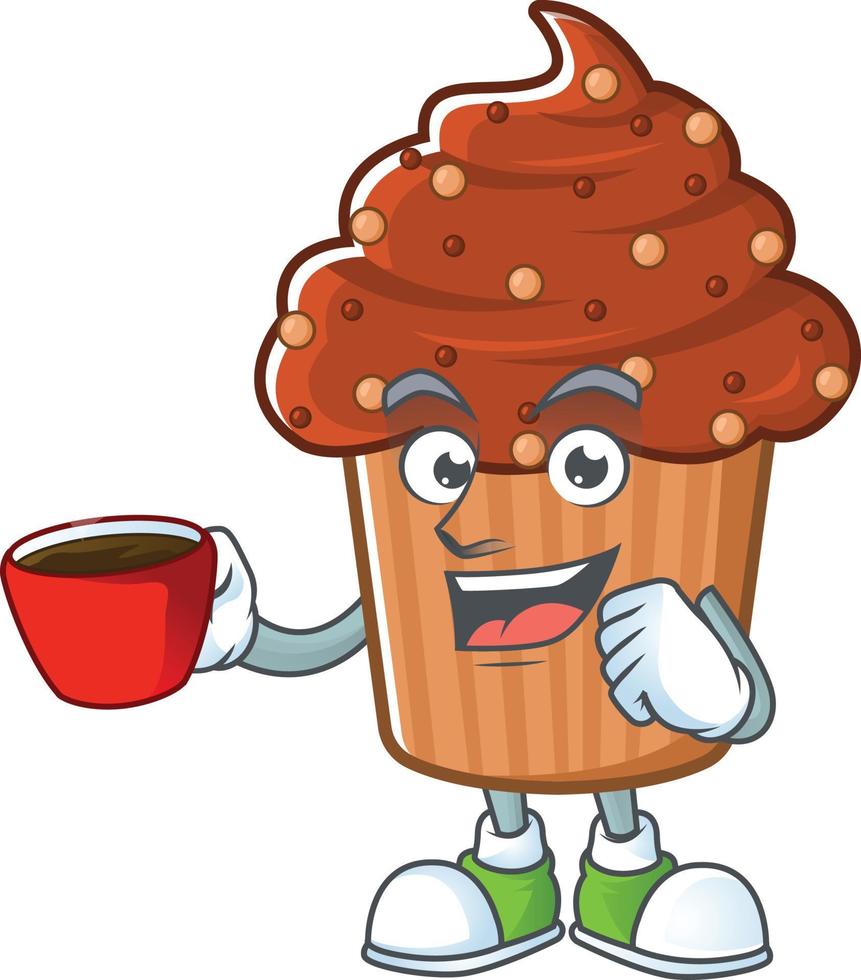 Chocolate cupcake Cartoon character vector