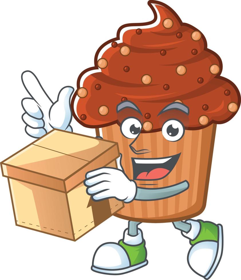 Chocolate cupcake Cartoon character vector