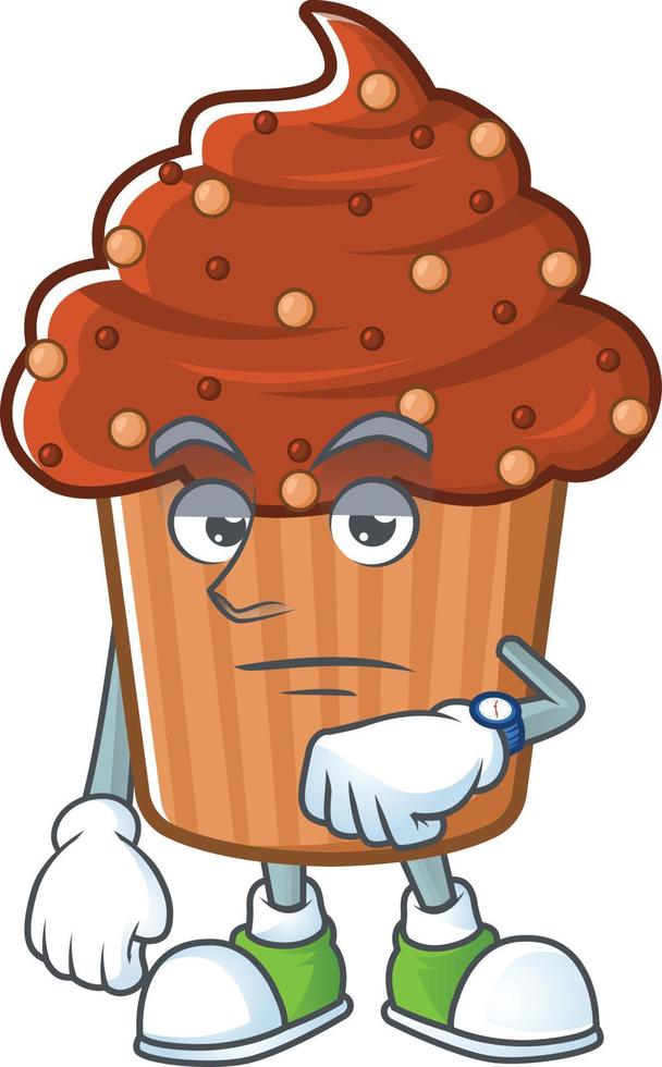 Chocolate cupcake Cartoon character vector