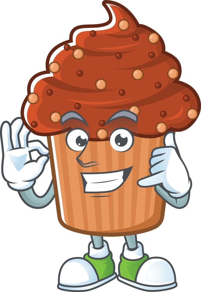 Chocolate cupcake Cartoon character vector