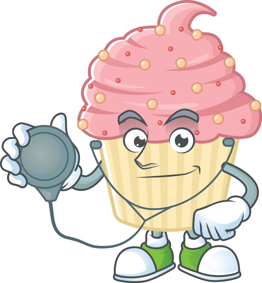 Strawberry cupcake Cartoon character vector