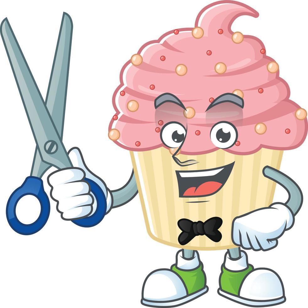 Strawberry cupcake Cartoon character vector