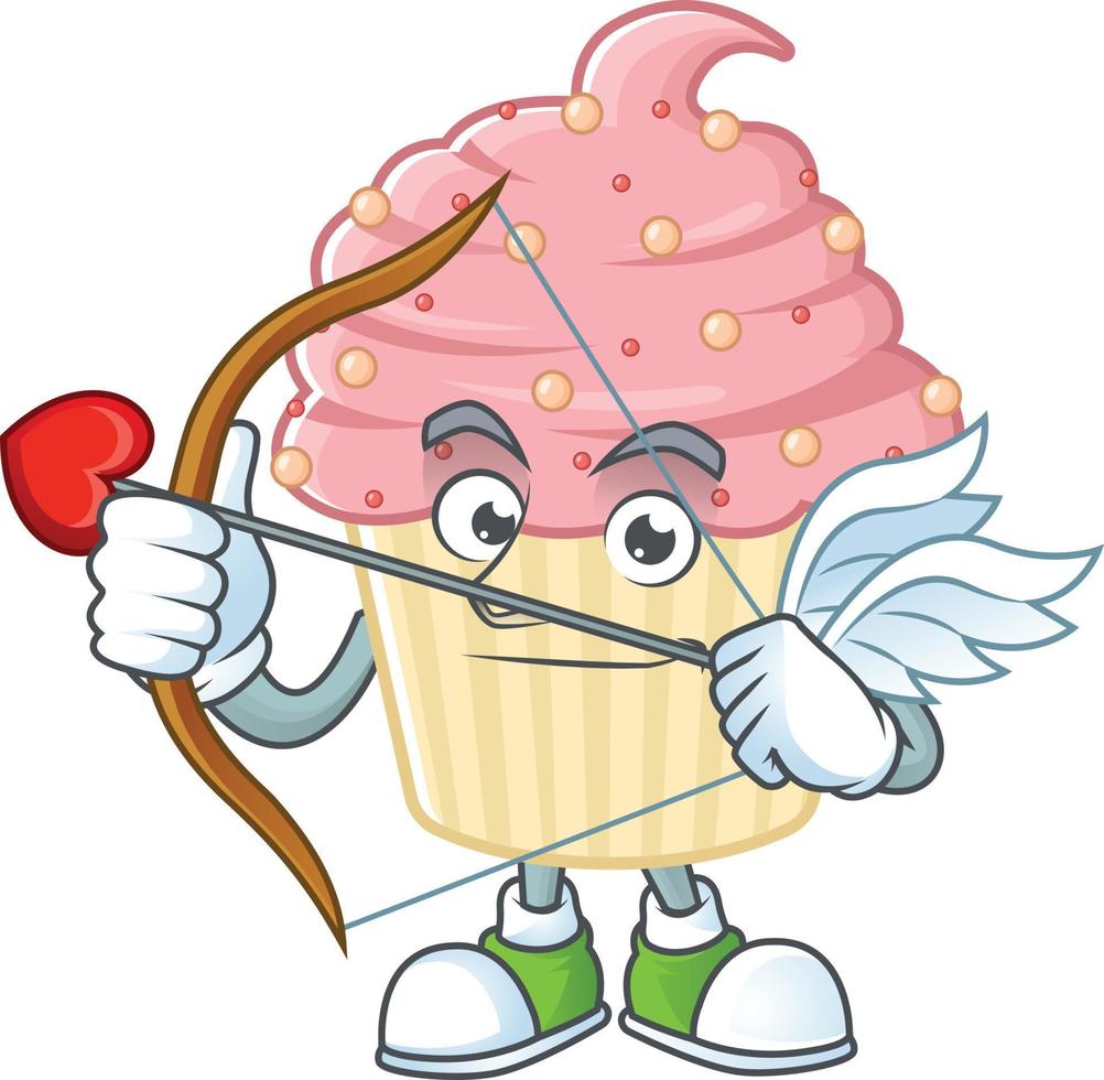 Strawberry cupcake Cartoon character vector