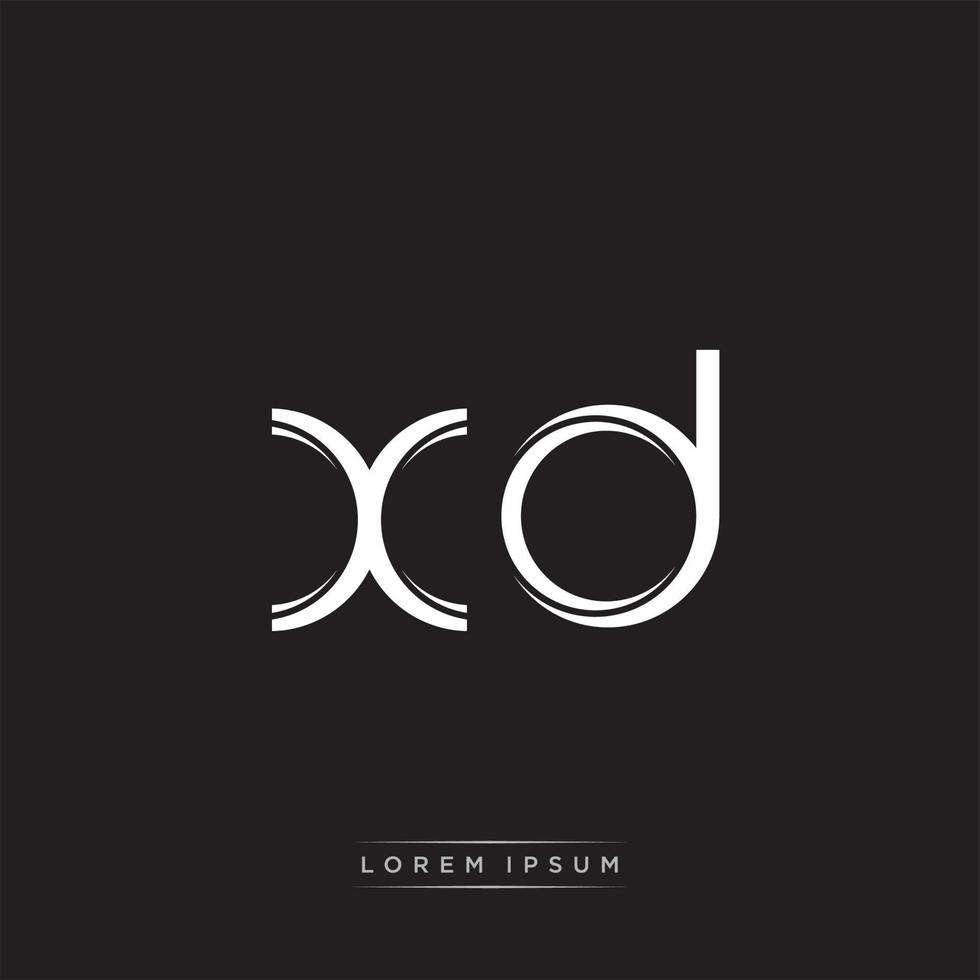 XD Initial Letter Split Lowercase Logo Modern Monogram Template Isolated on Black White vector