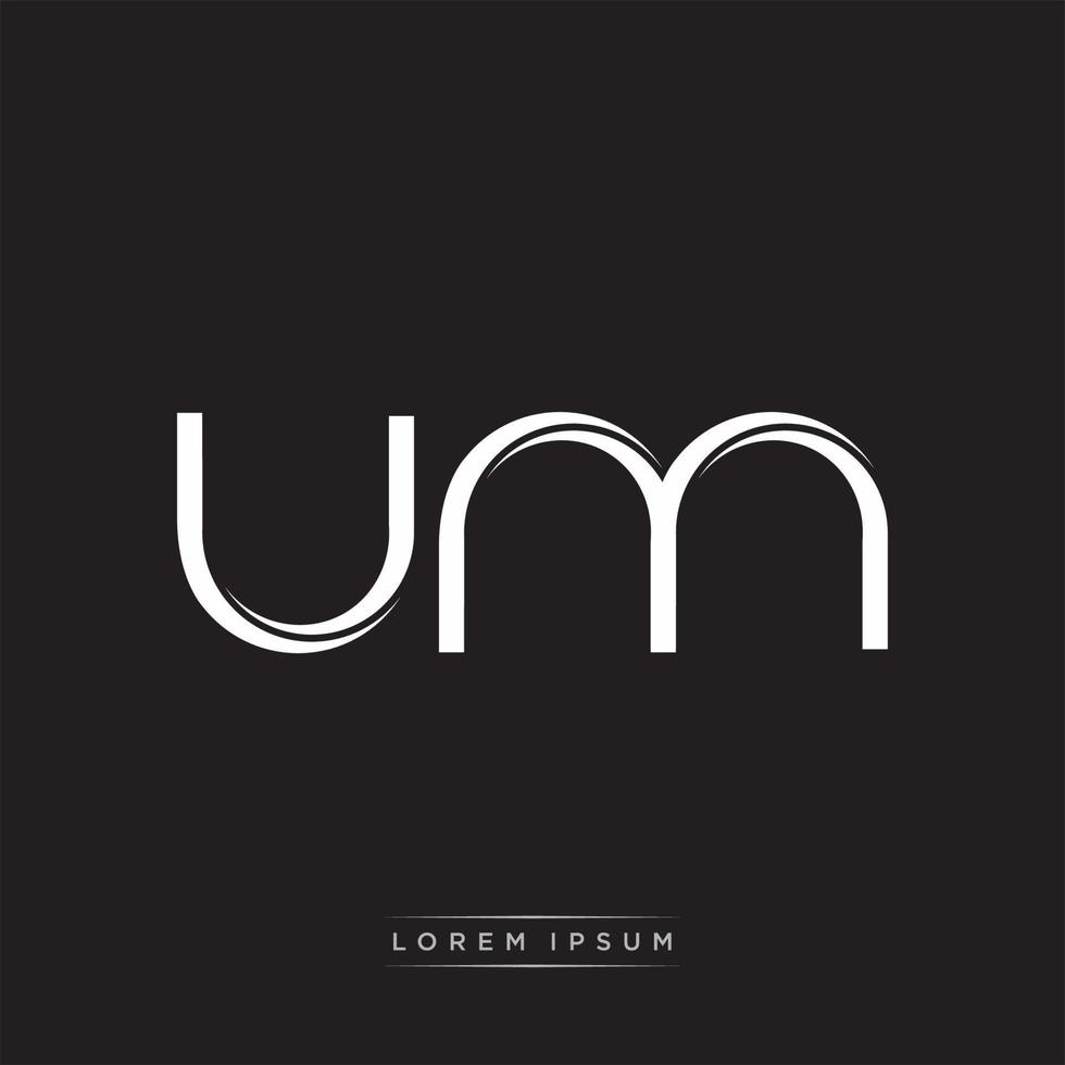 UM Initial Letter Split Lowercase Logo Modern Monogram Template Isolated on Black White vector