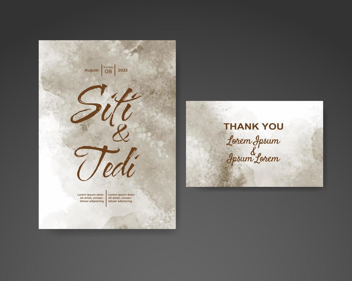 Wedding invitation with abstract watercolor background vector