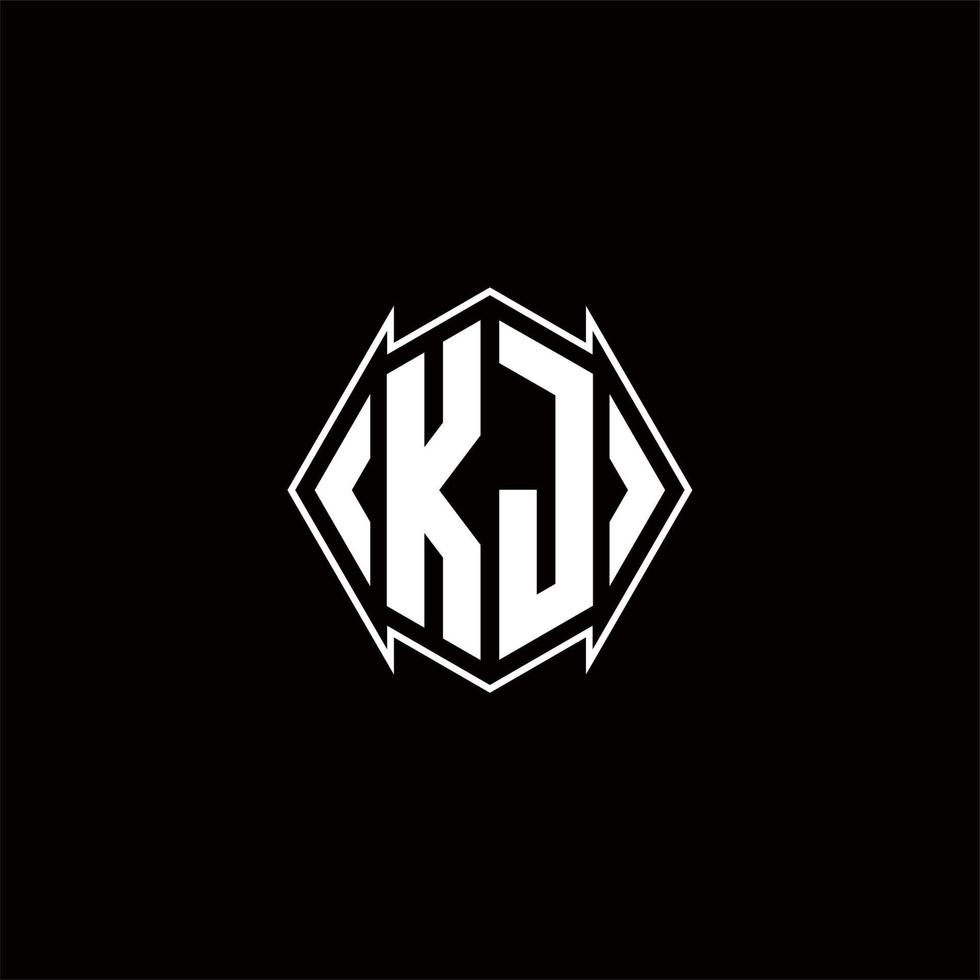 KJ Logo monogram with shield shape designs template vector