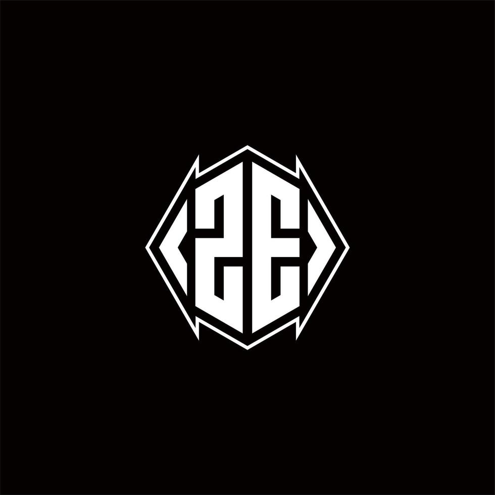 ZE Logo monogram with shield shape designs template vector