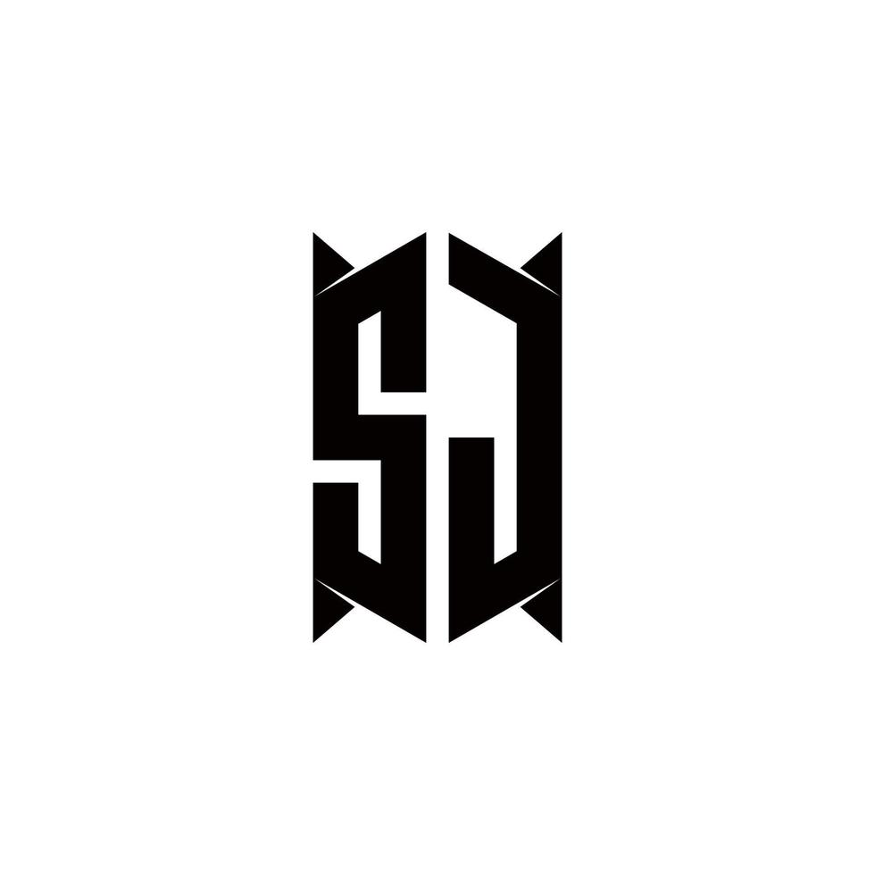 SJ Logo monogram with shield shape designs template vector
