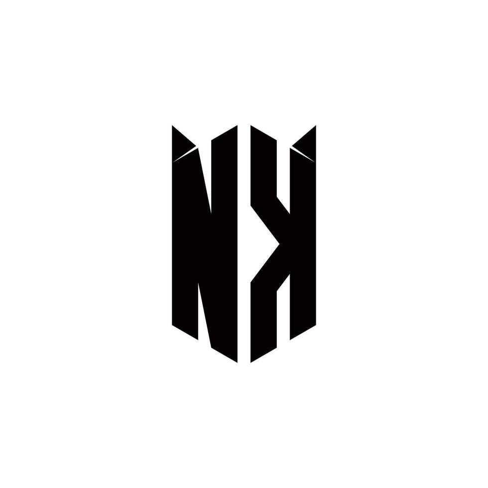 NK Logo monogram with shield shape designs template vector