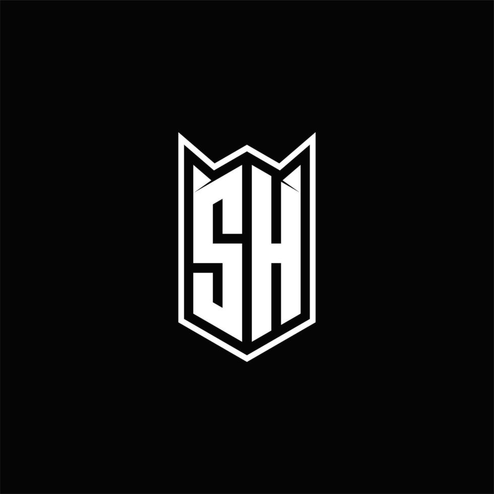 SH Logo monogram with shield shape designs template vector